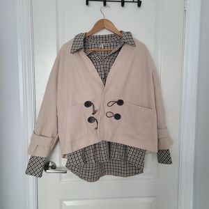 Korean style layer coat plaid (oversize)